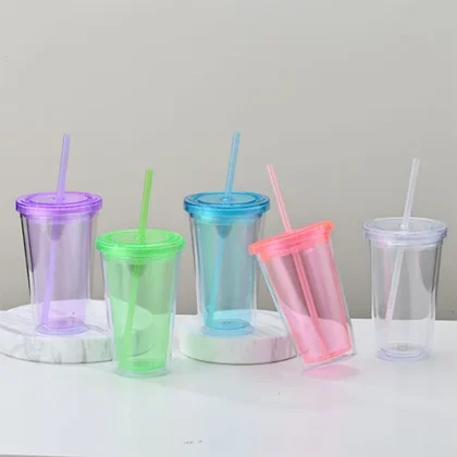 แก้วน้ำพลาสติก คละสี 100 /ชิ้น ยกกล่อง