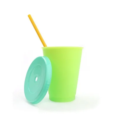 16 oz แก้วน้ำเปลี่ยนสีเนื้อพลาสติกเปลี่ยน สีเขียว