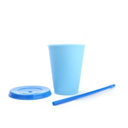 16 oz แก้วน้ำเปลี่ยนสีเนื้อพลาสติกเปลี่ยน สีฟ้า