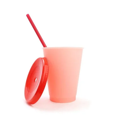 16 oz แก้วน้ำเปลี่ยนสีเนื้อพลาสติกเปลี่ยน สีแดง